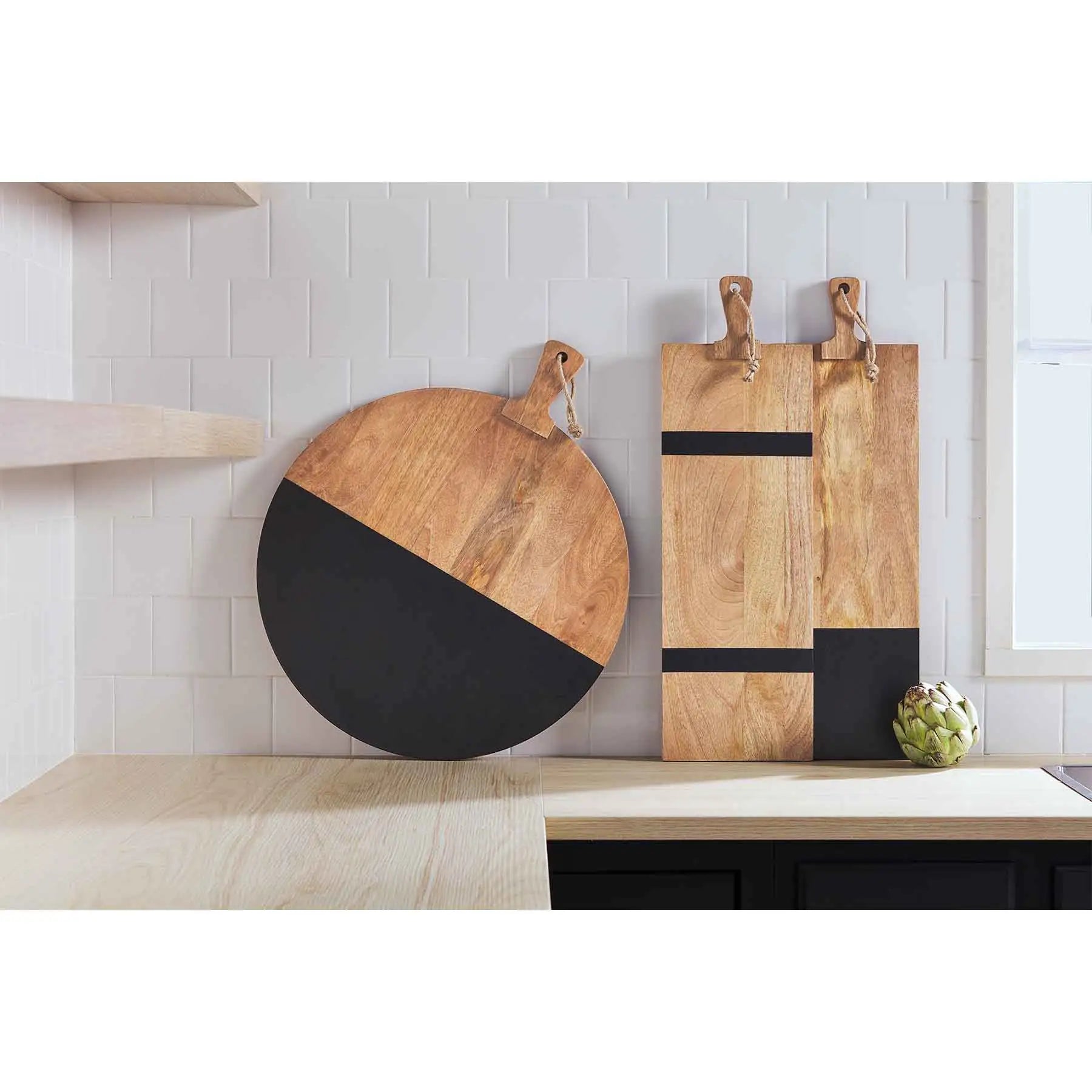 Mudpie Round Black Wood Serving Board