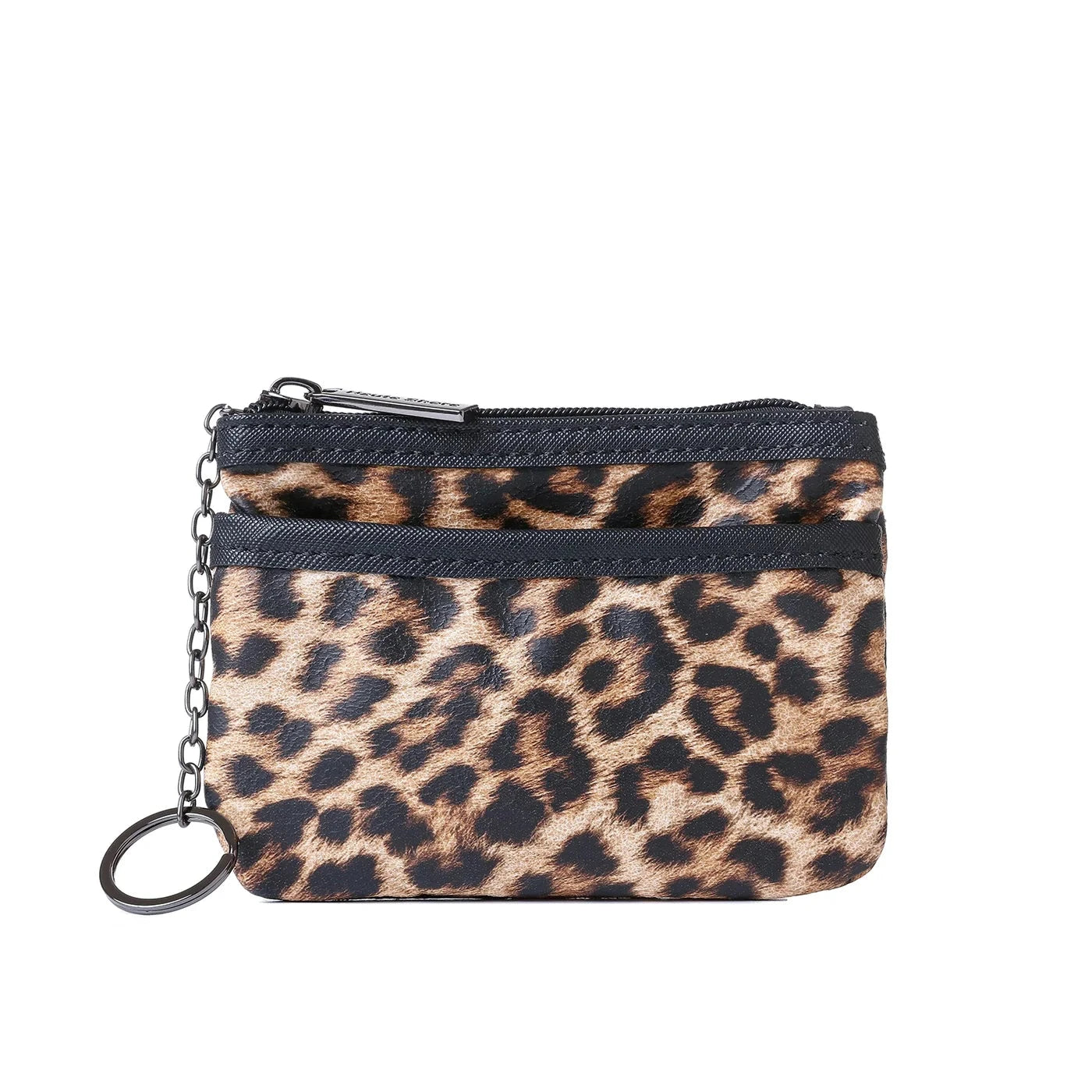 vegan leather cheetah card case
