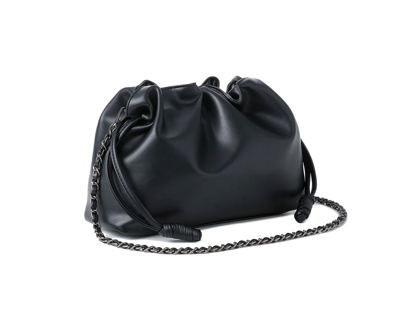 Convertible vegan leather crossbody - black
