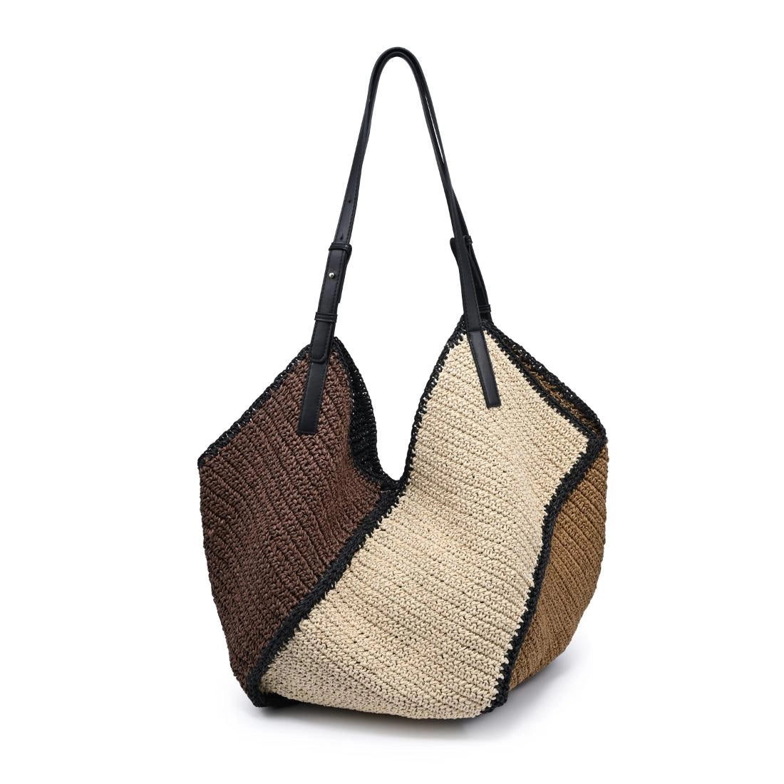 Raffia multi black and natural Tote