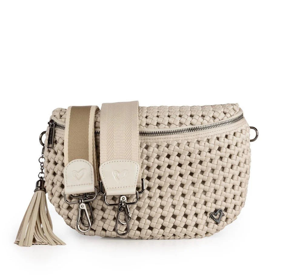 Woven Hand-knotted crossbody bag - Bone