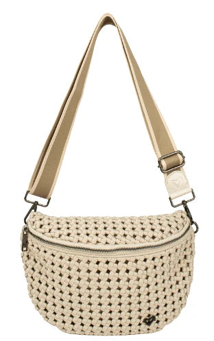 Woven Hand-knotted crossbody bag - Bone