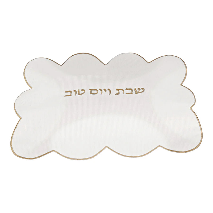 Scalloped Edge Corduroy Challah Cover - gold