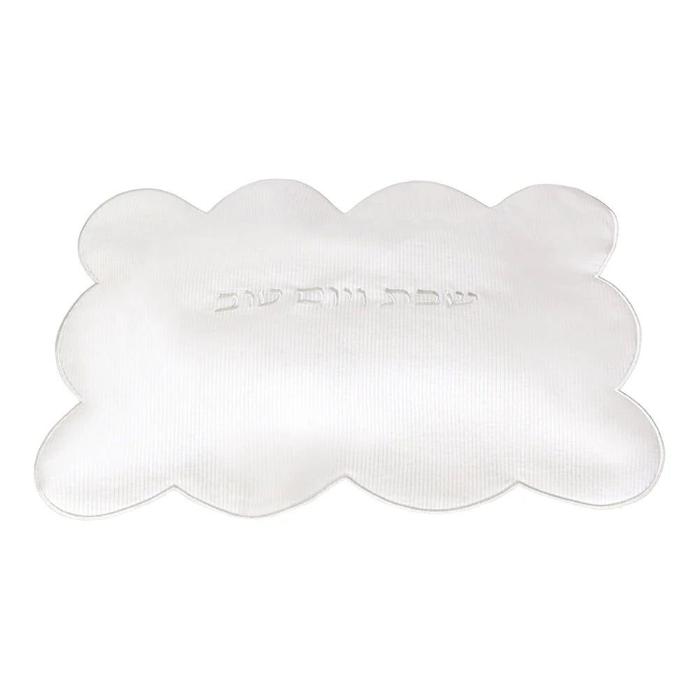 Couverture de challah en velours côtelé à bord festonné - argent 
