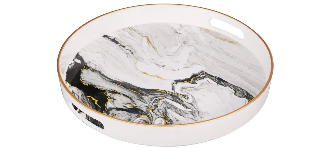 Circular marble design decorative Tray