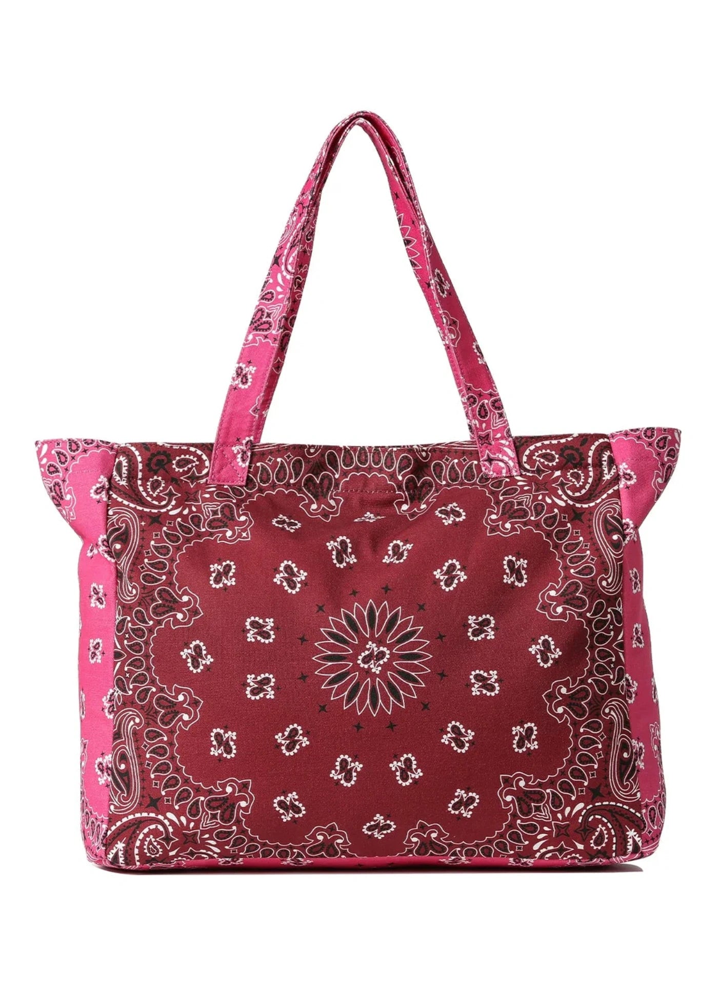 Large BANDANA TOTE - BURGUNDY/PINK