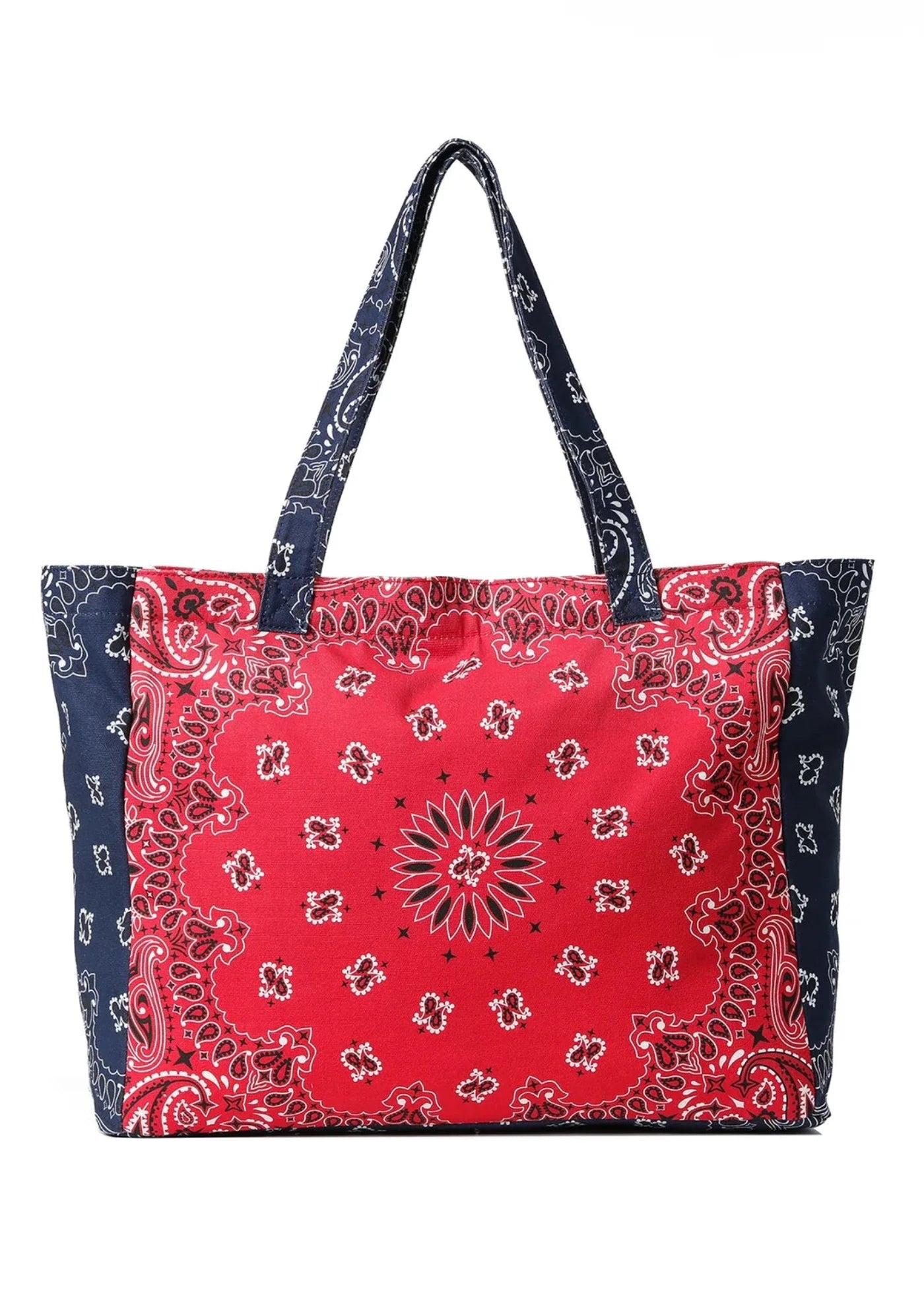 Large BANDANA TOTE - RED/NAVY