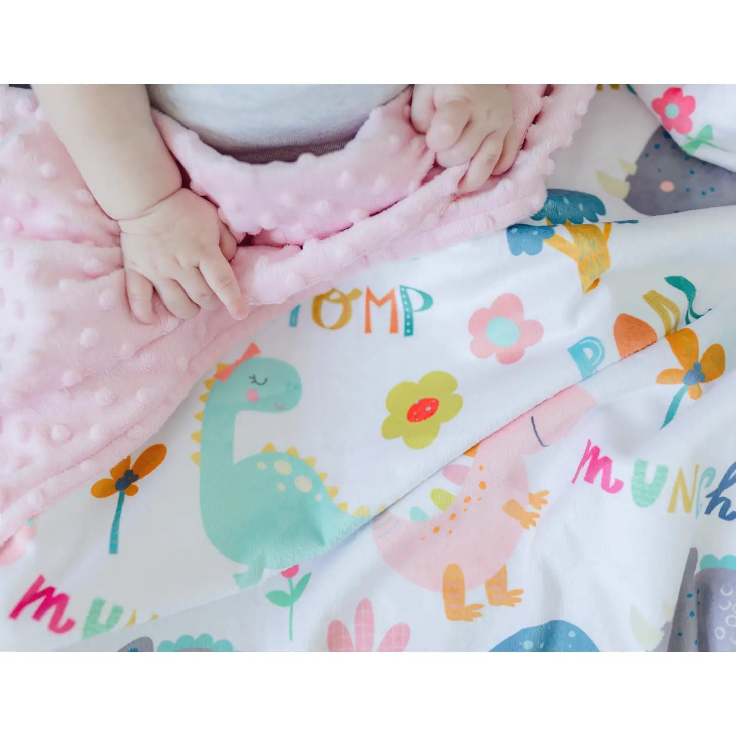 Personalized Baby & Toddler Blanket - Dinosaurs Pink