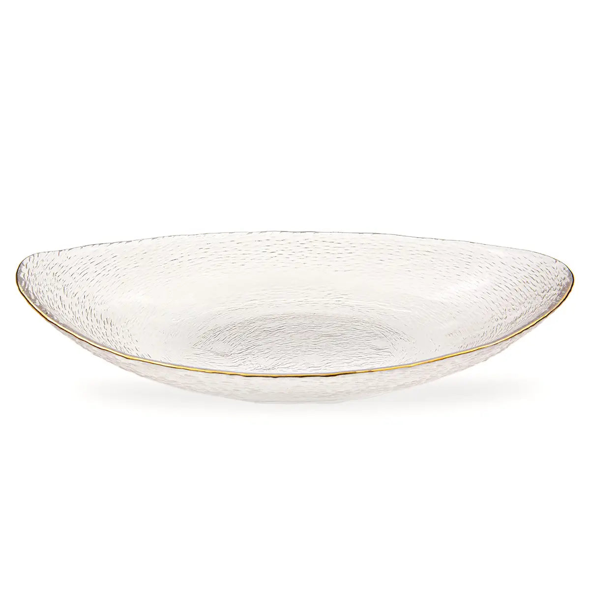 Glass Oval Serving Tray w/Gold trim - Small