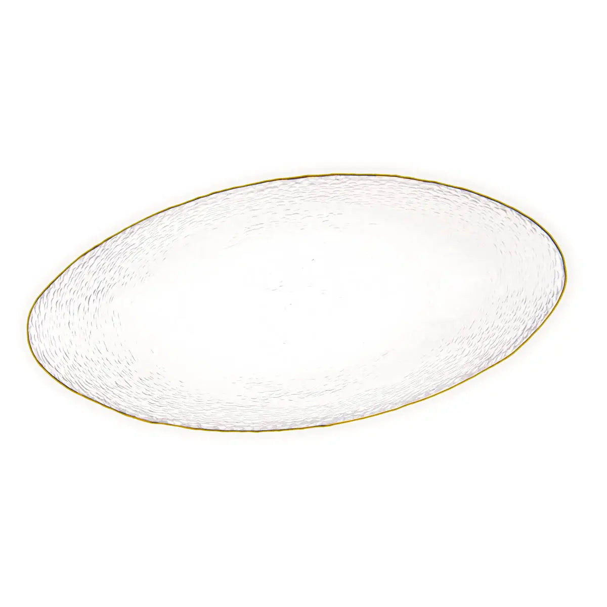 Glass Oval Serving Tray w/Gold trim - Small