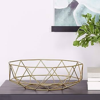 Diamond Decor Fruit Bowl - Gold