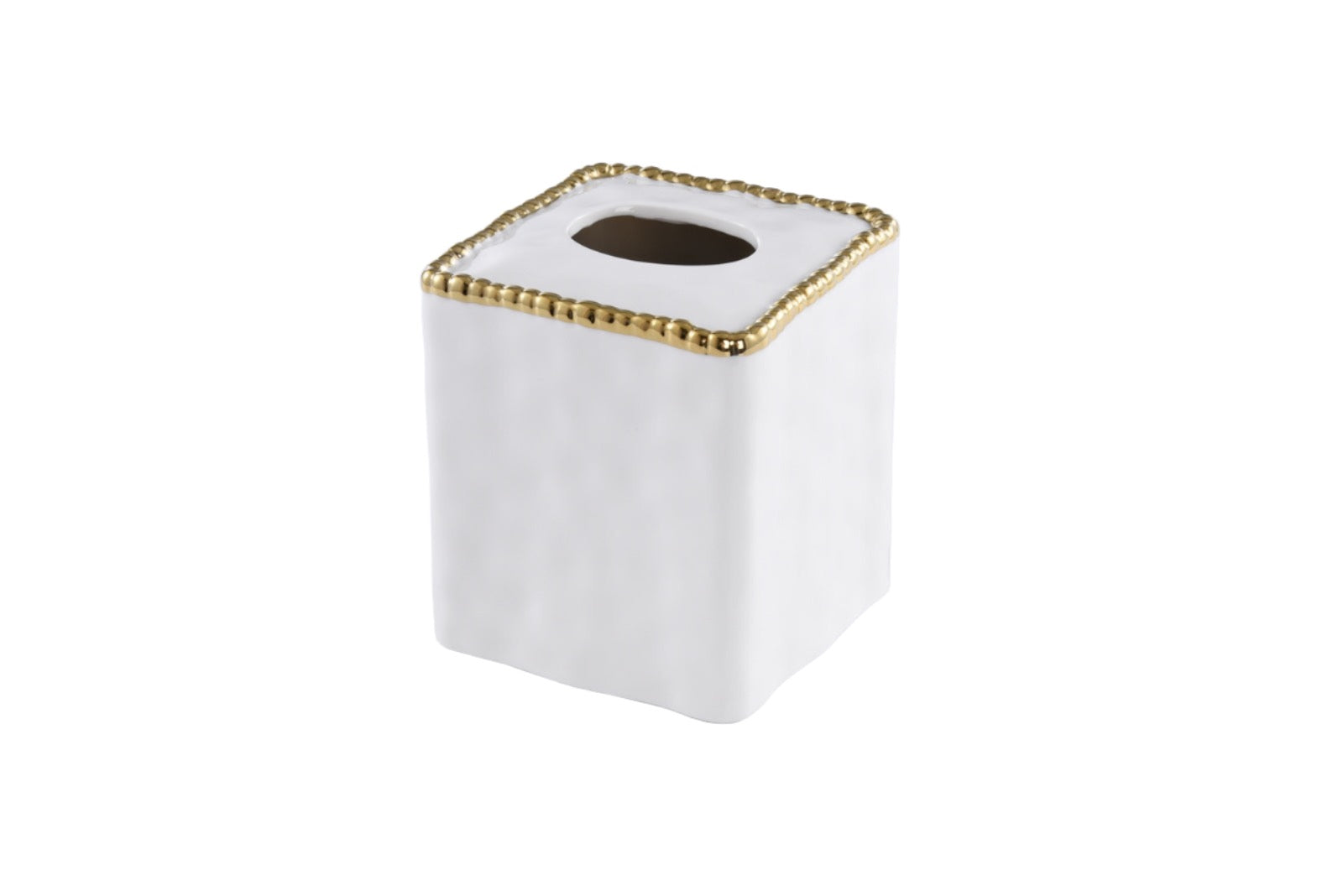 Pampa Bay Square Tissue Box With Gold Beads