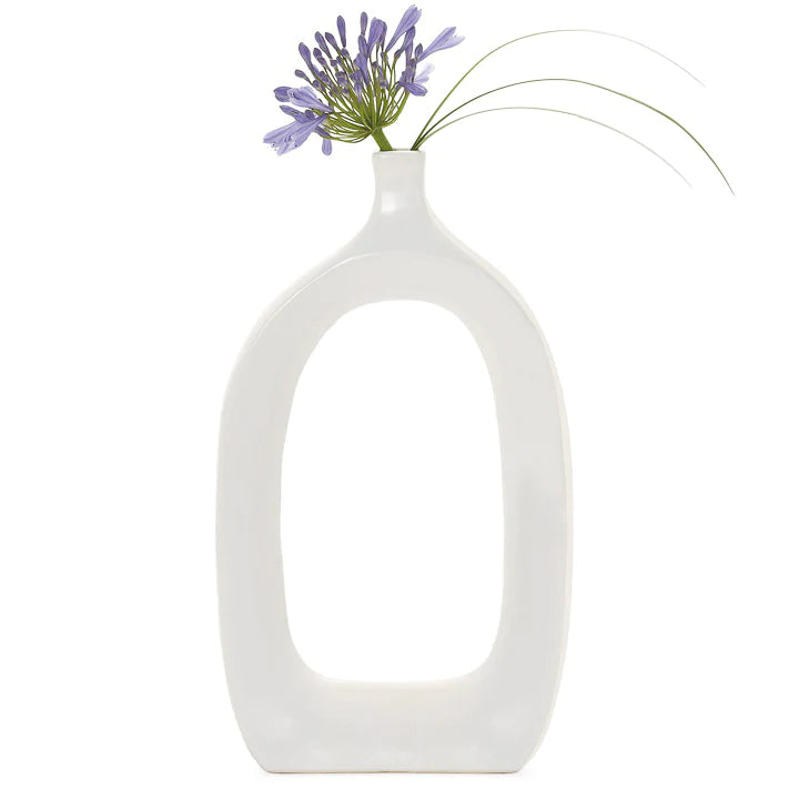 Open 15.75h" Tall Vase - White