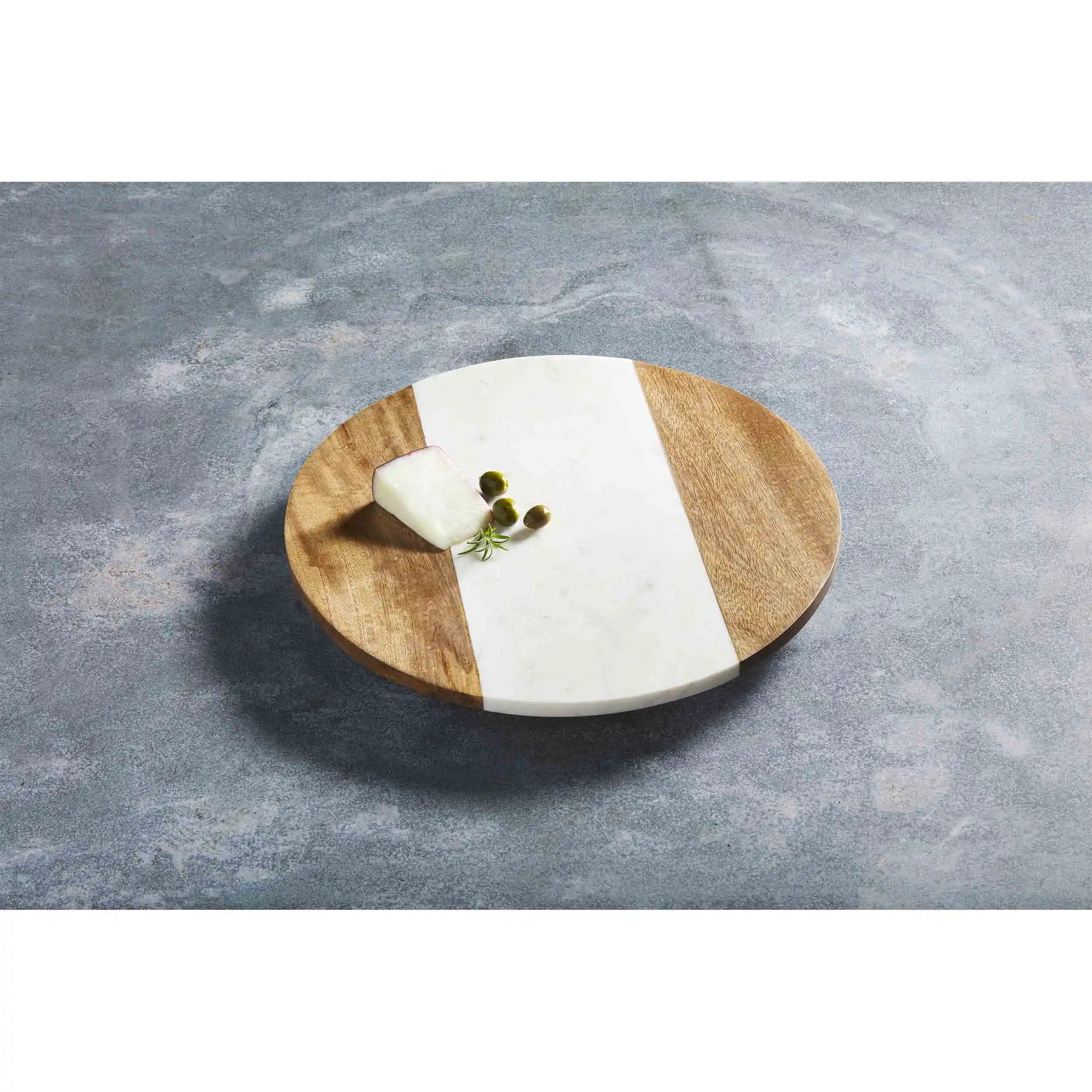 Marble and Wood Lazy Susan