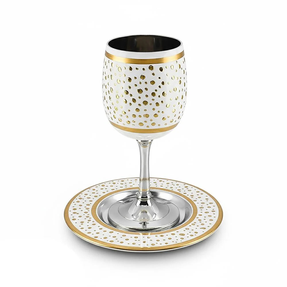 Coupe de Kiddouch à motif émaillé blanc 