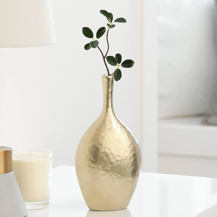 Gold Dimpled Ceramic vase - small