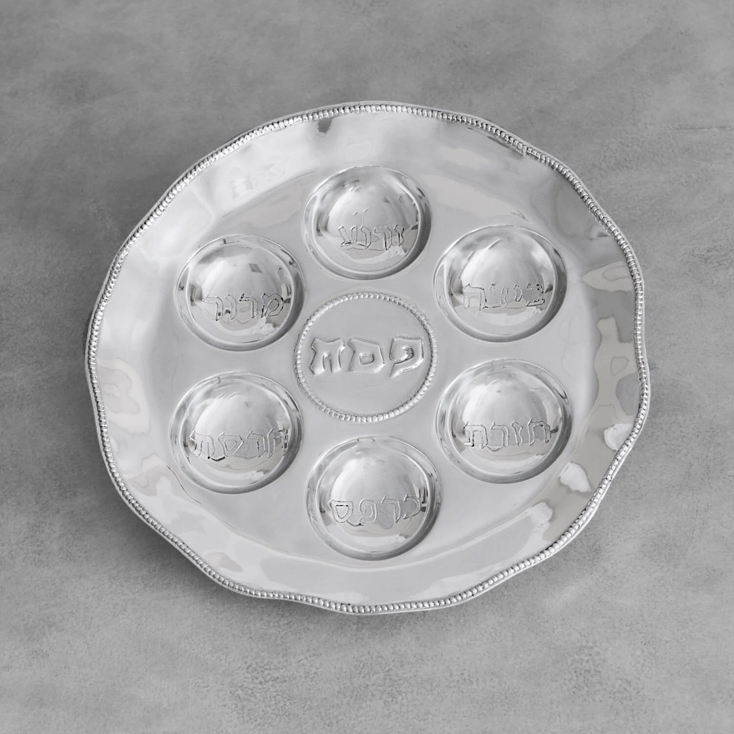 Beatriz ball silver Seder plate with pearls