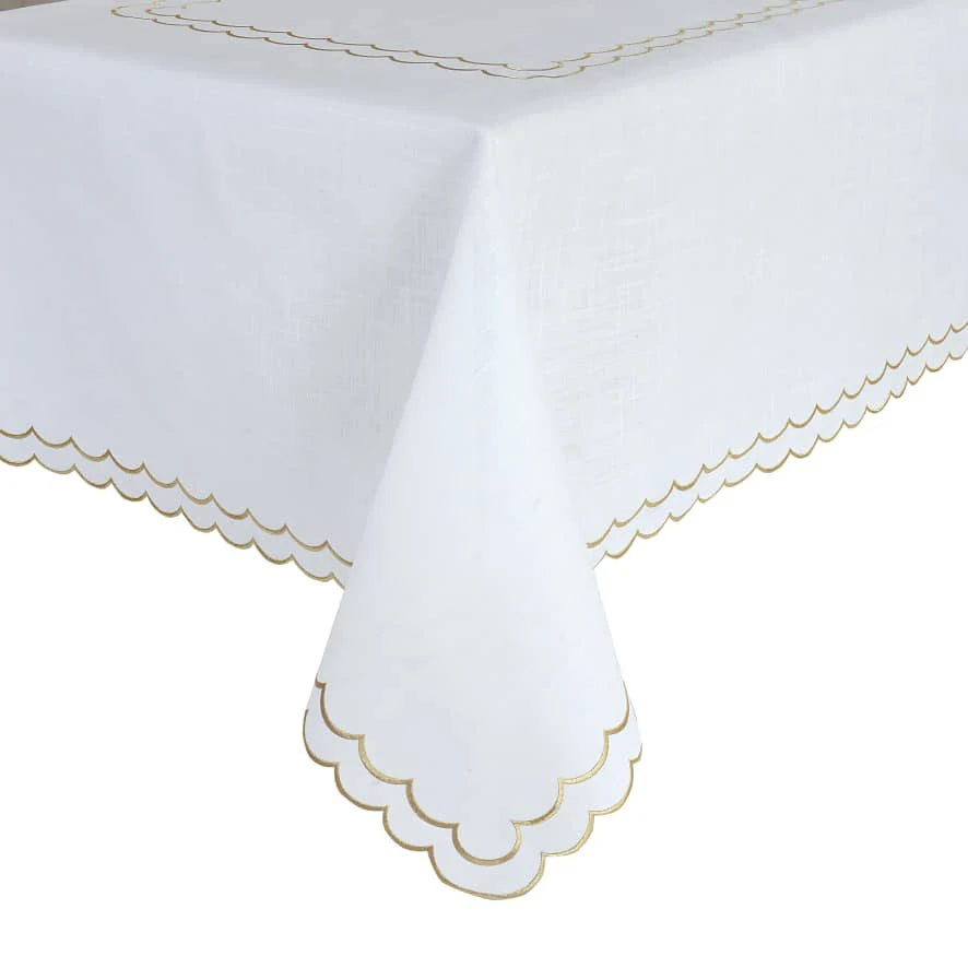 Gold scalloped edge tablecloth