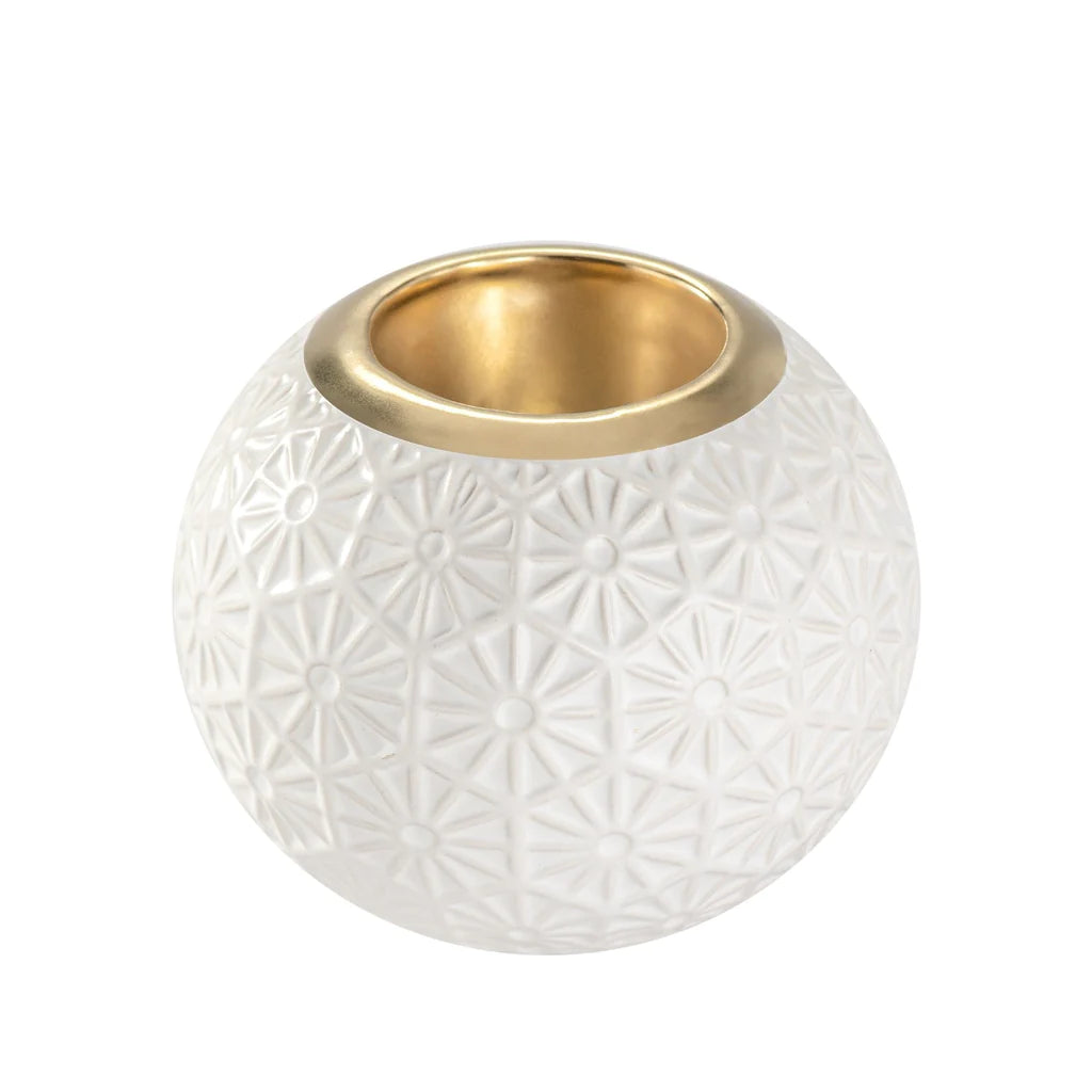 Sol Sunburst Mosaic Gold Trim Ceramic Tealight Holder
