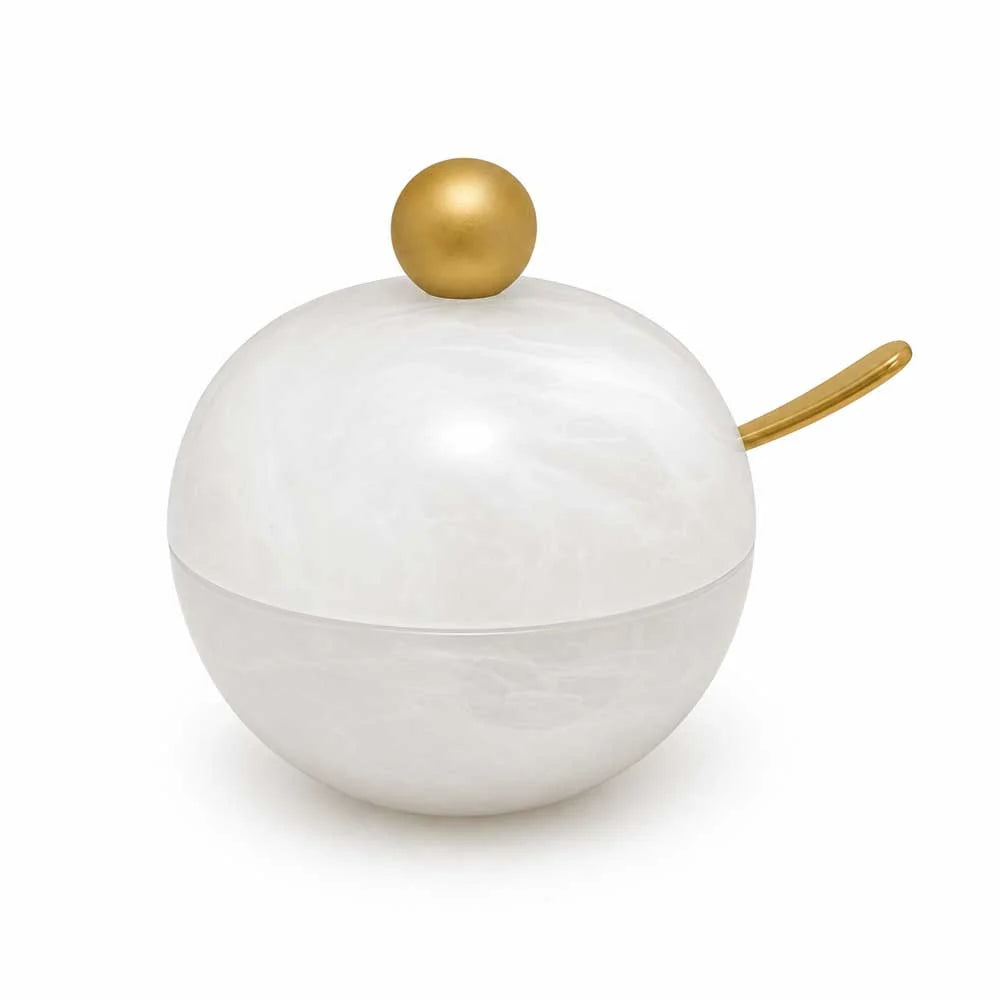 White swirl matte Resin honey dish