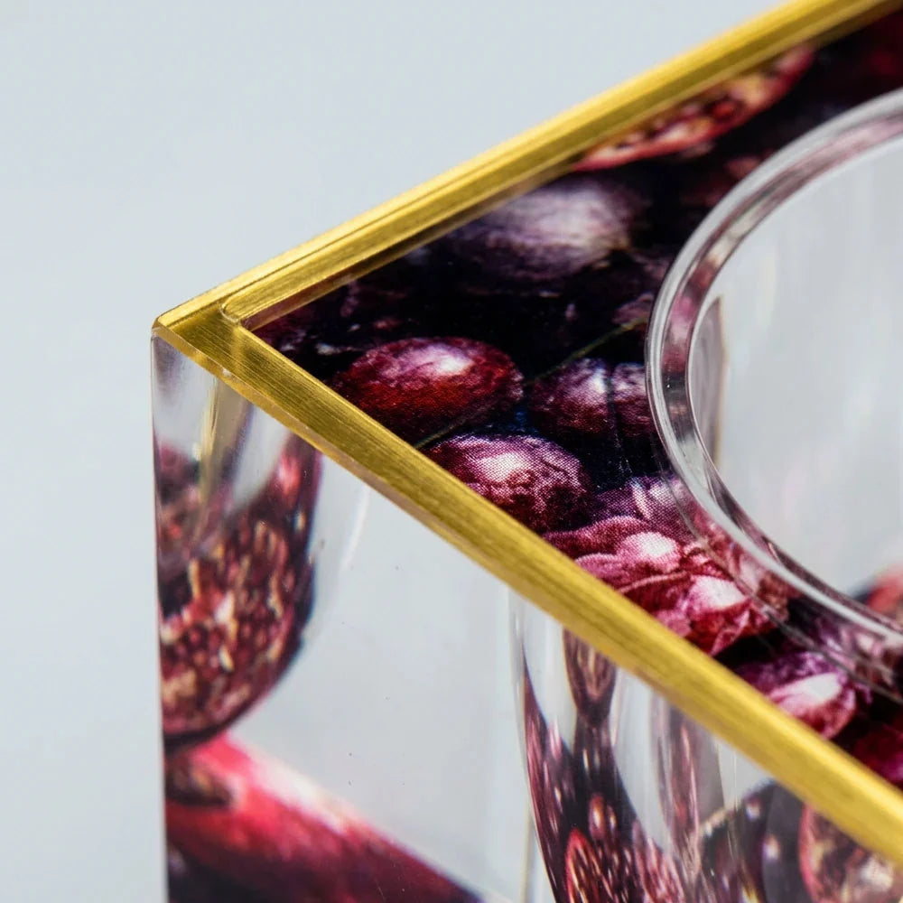Floral pomegranate design honey dish
