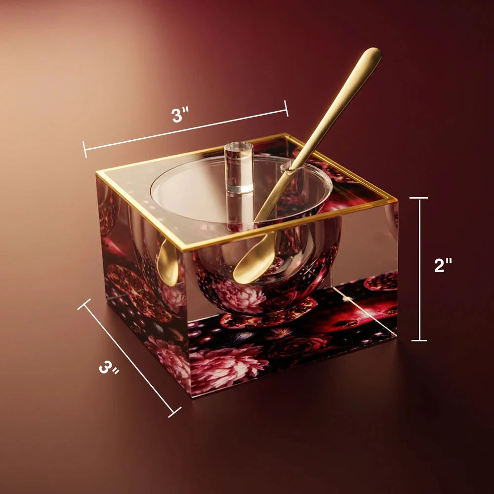 Floral pomegranate design honey dish