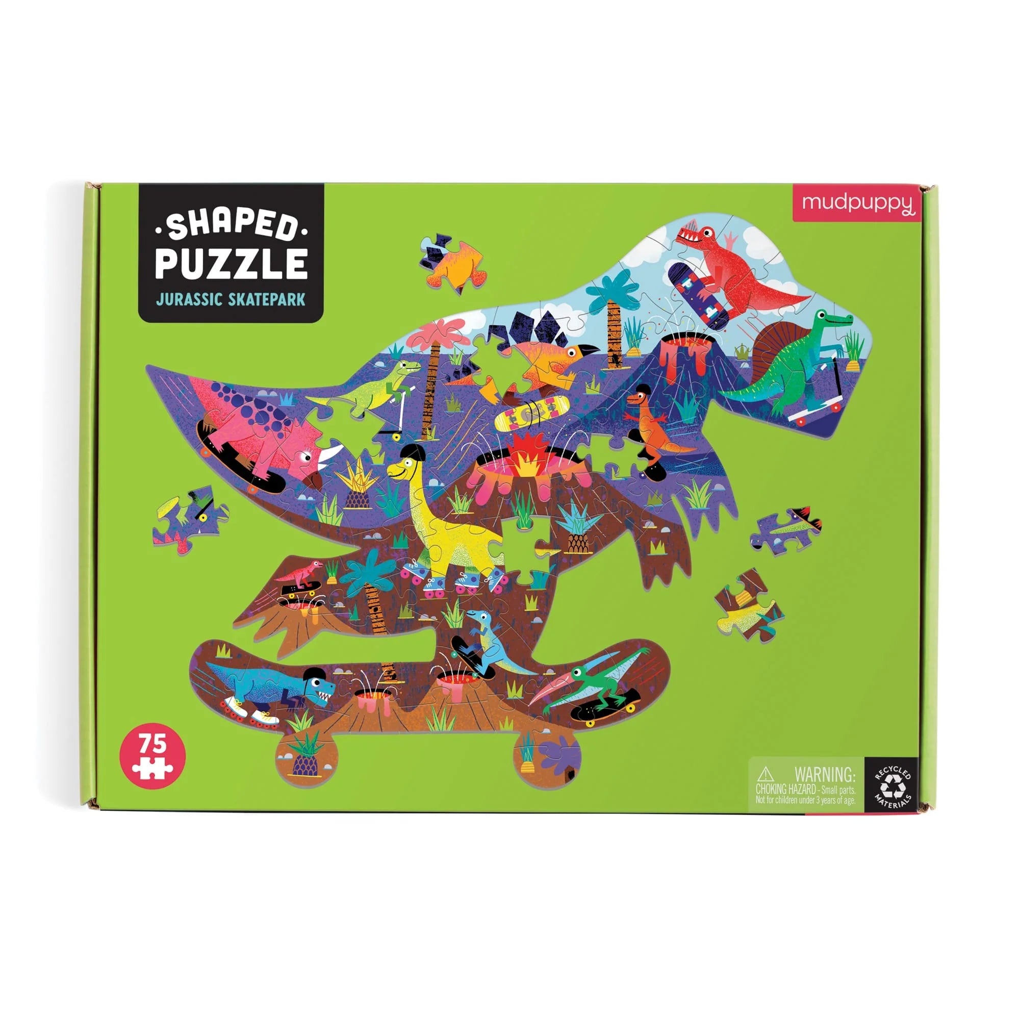 Jurassic skateboard 75 piece shaped puzzle