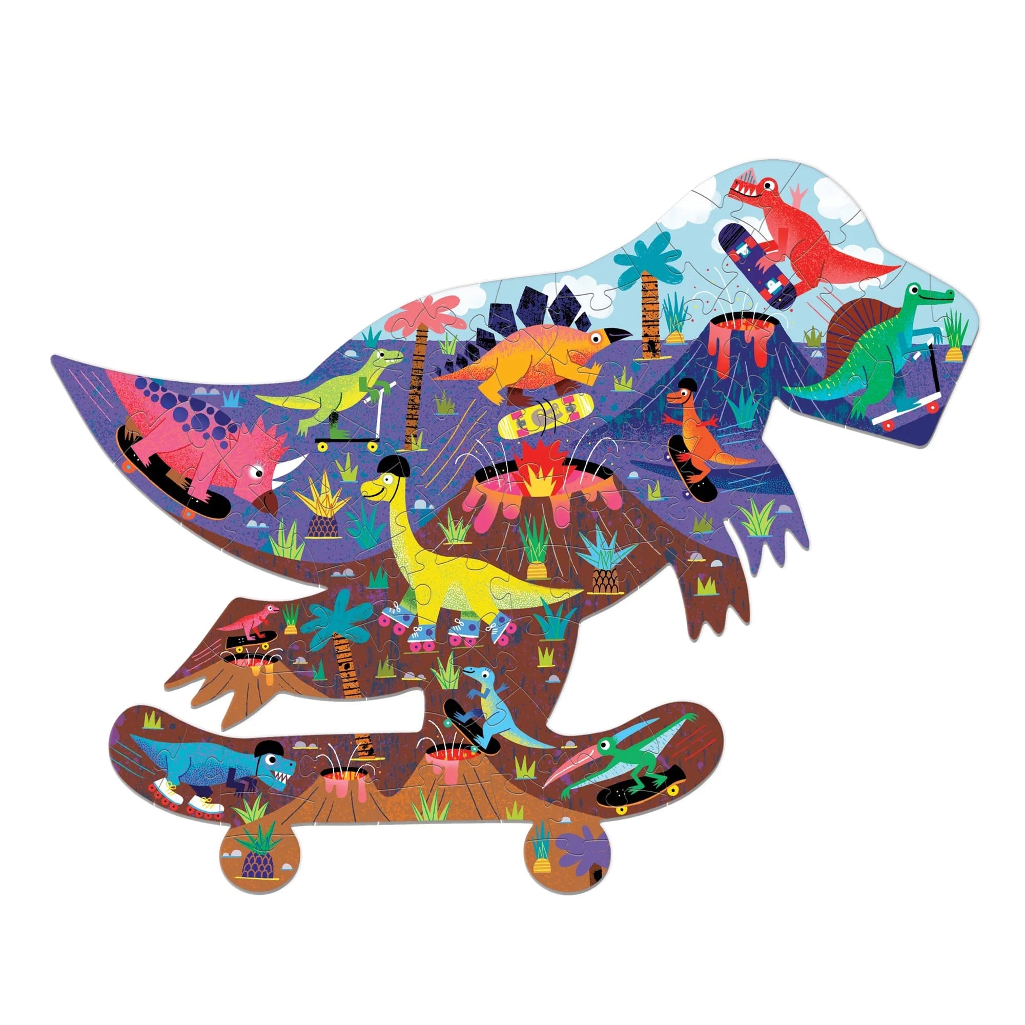 Jurassic skateboard 75 piece shaped puzzle