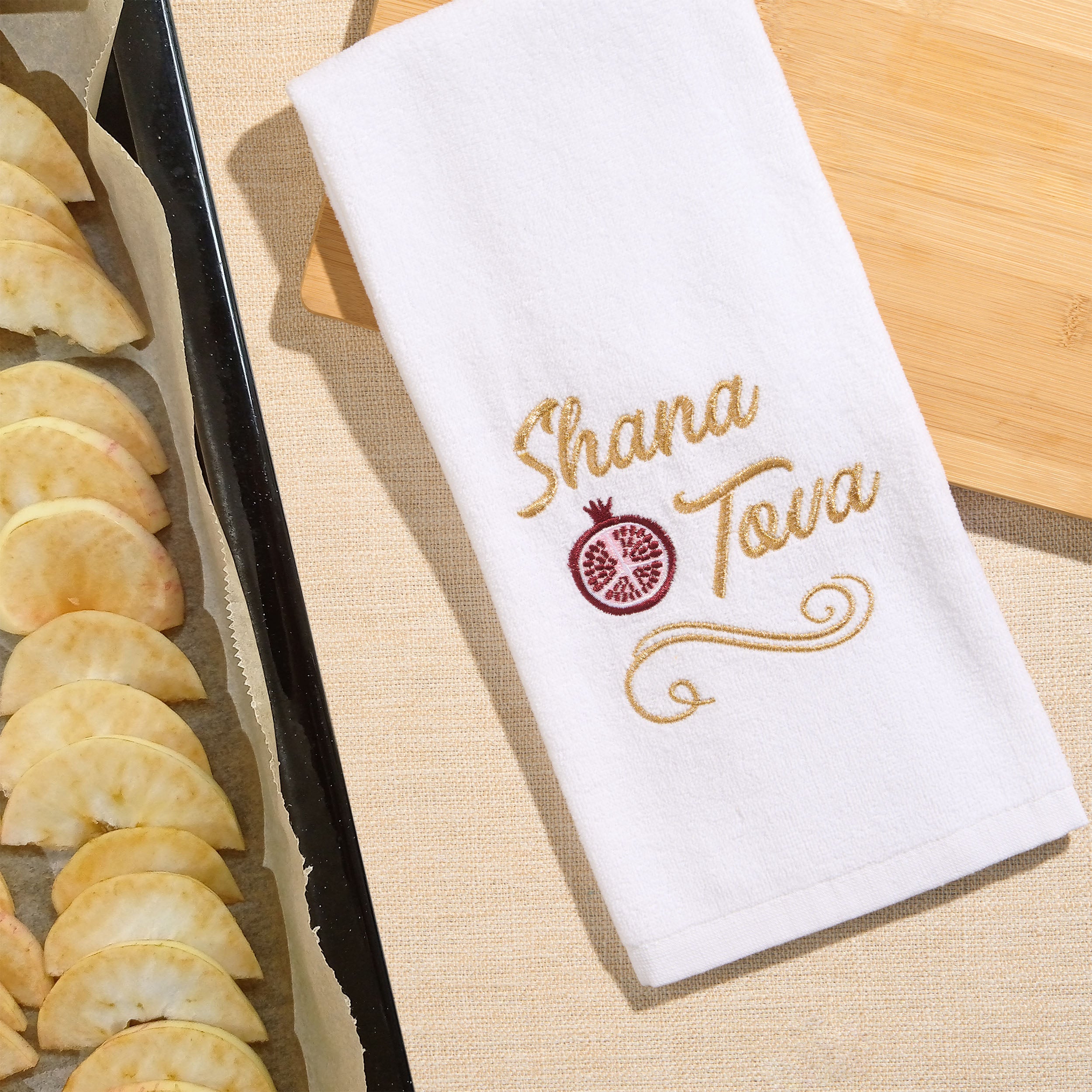 Embroidered Shana tova hand towel