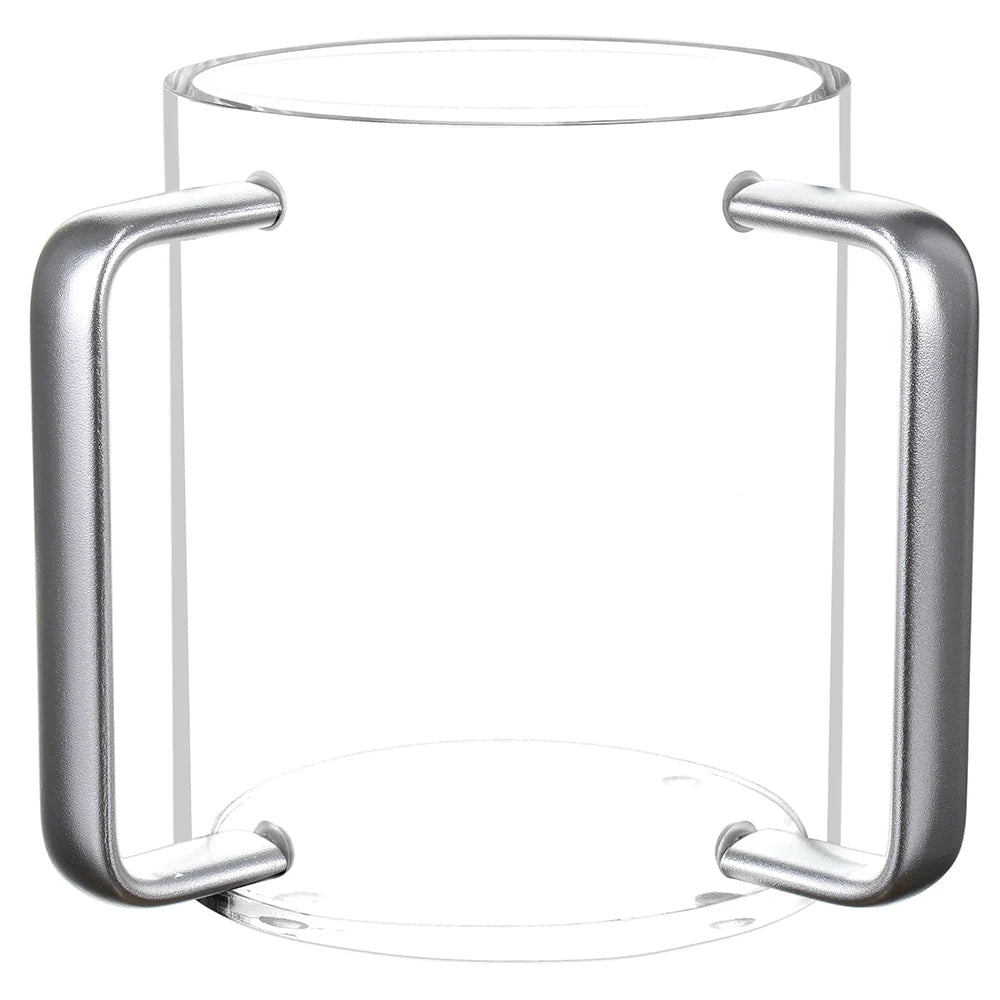 Lucite Wash Cup With Mirrored Silver Metal Handles
