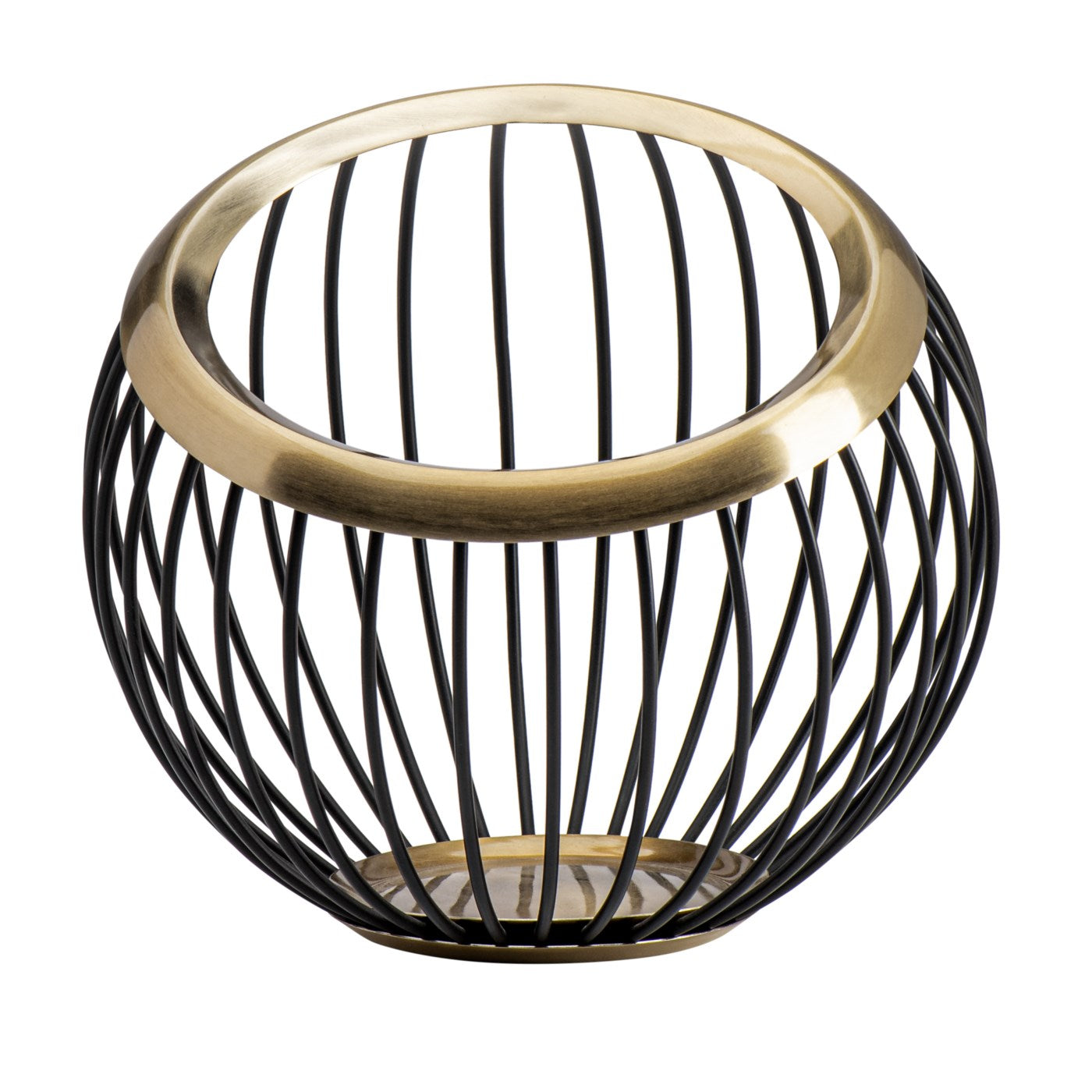 Calix Brushed Gold Trim Round Rib Metal Basket