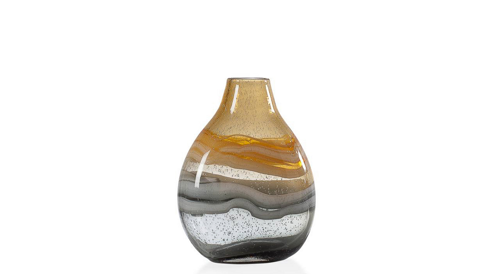 Medium Andrea Swirl Glass Bulb Vase - Amber