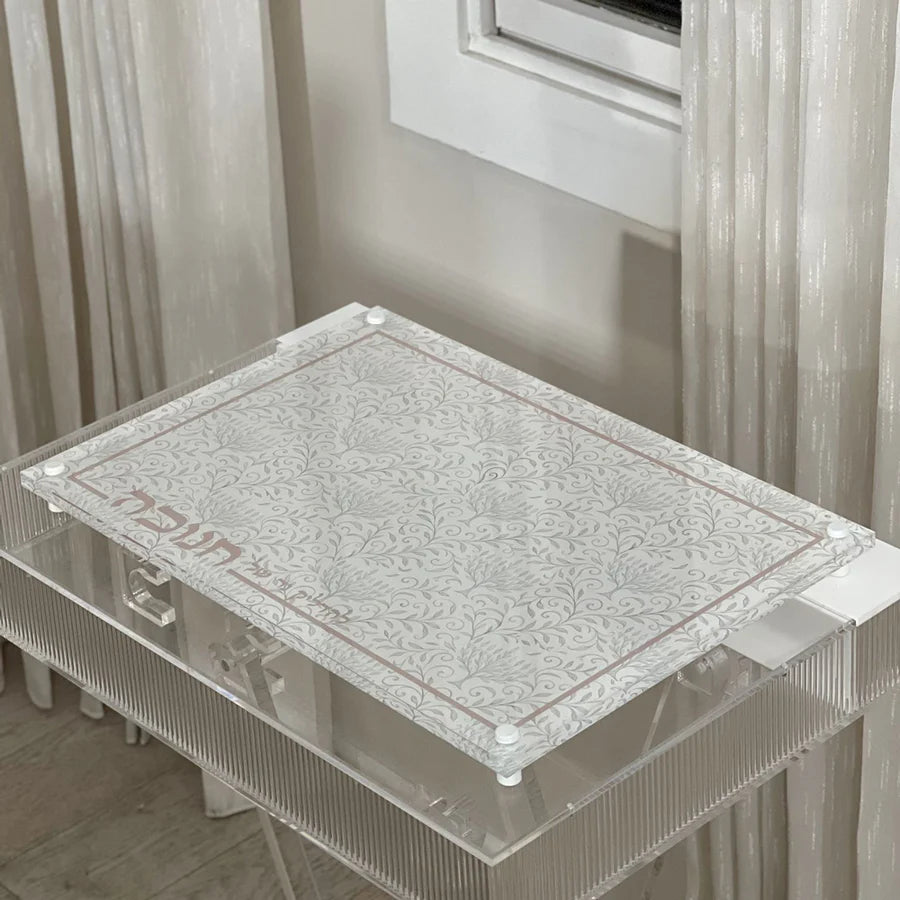 Lucite Menorah Vine Chanukkah Tray