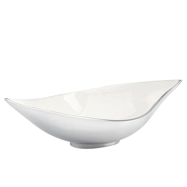 Pinch White Enamel Aluminum Decor Bowl