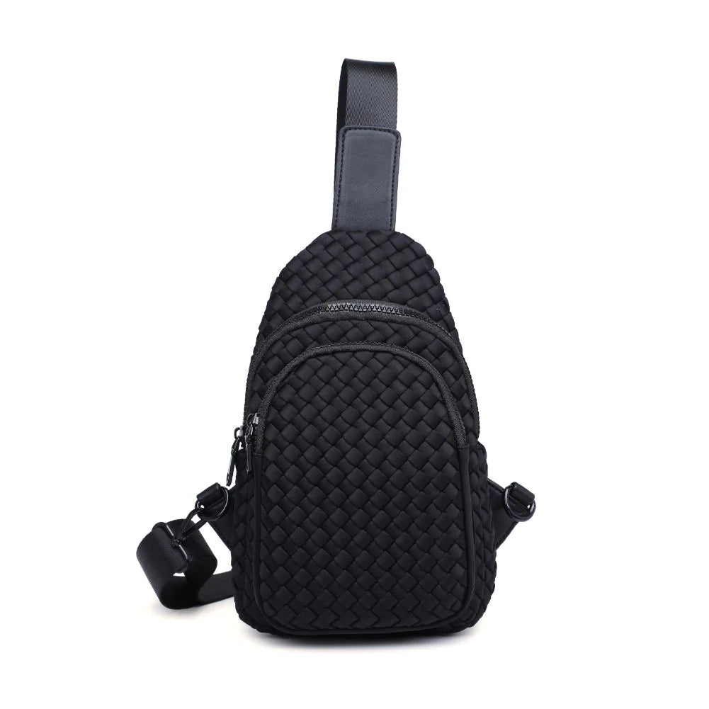 Sol and Selene Black Woven Neoprene Sling Backpack