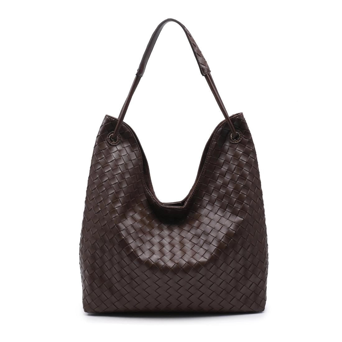 Woven U-shaped Hobo - chocolate