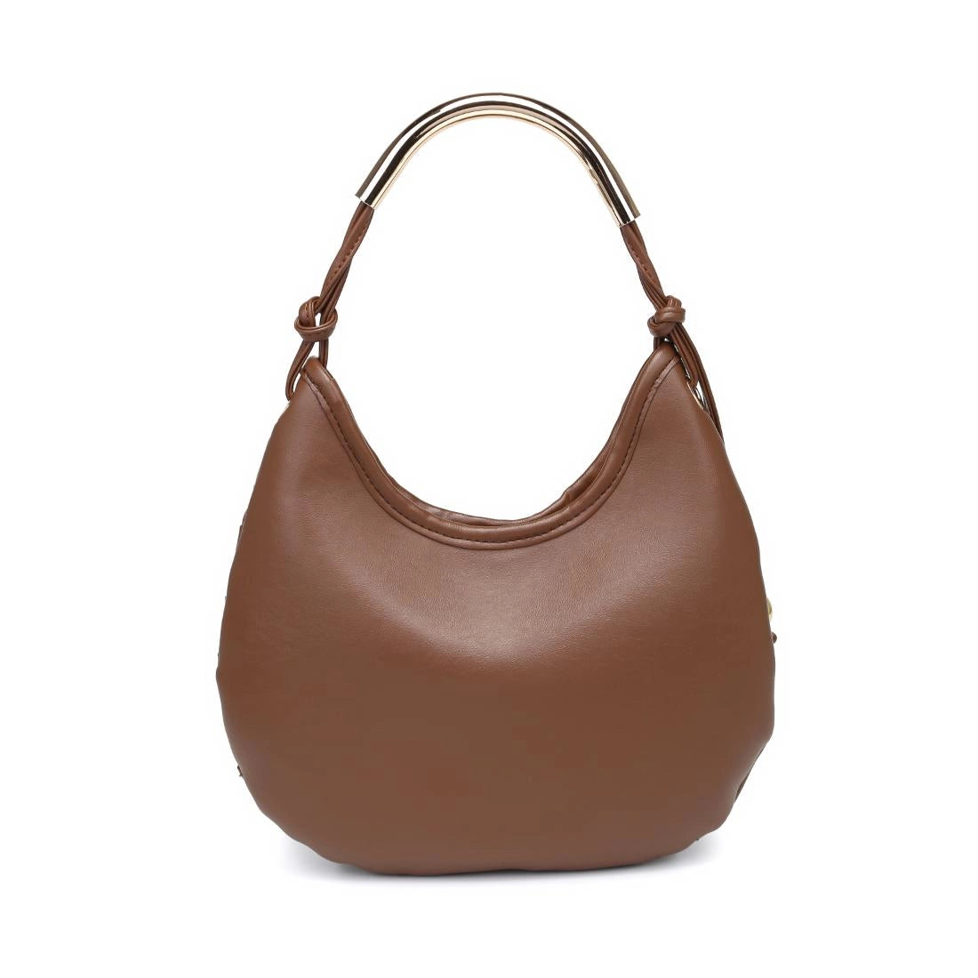 Knotted handle woven shoulder bag - brown
