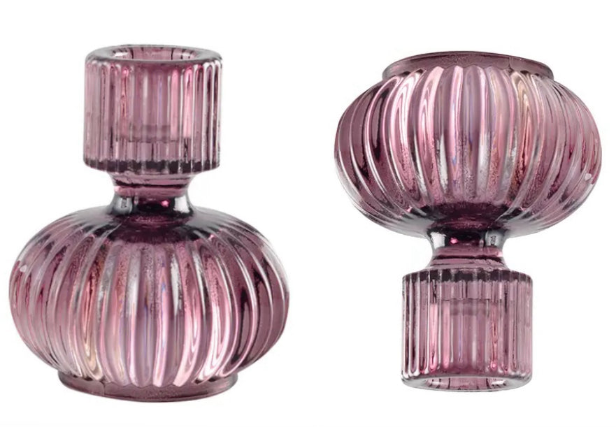 Purple Candle Holders - Set/2