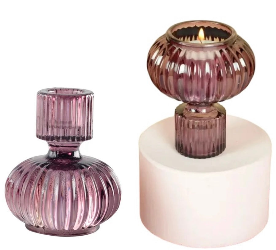 Purple Candle Holders - Set/2