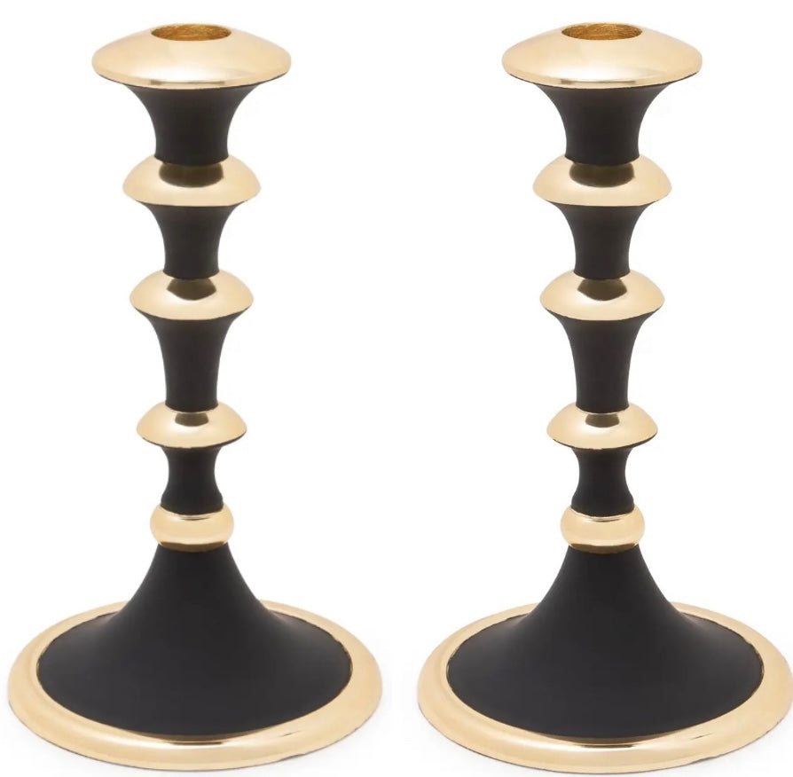 Black and Gold Candlestick - Set of 2