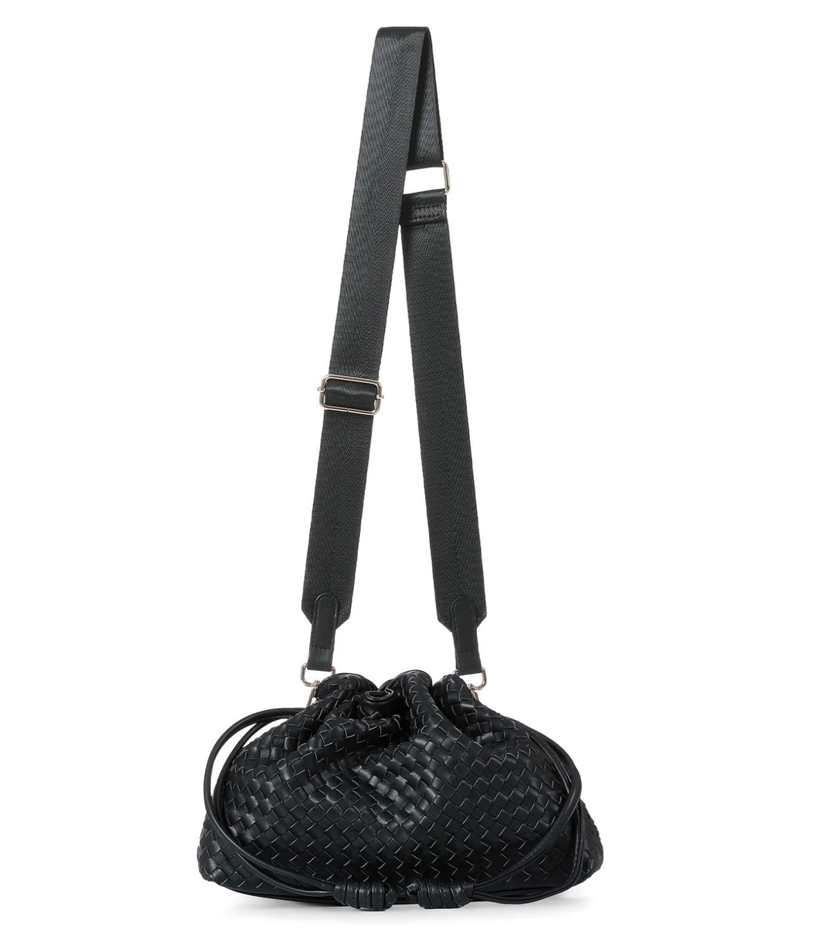 Sac cabas en cuir végan gaufré - noir