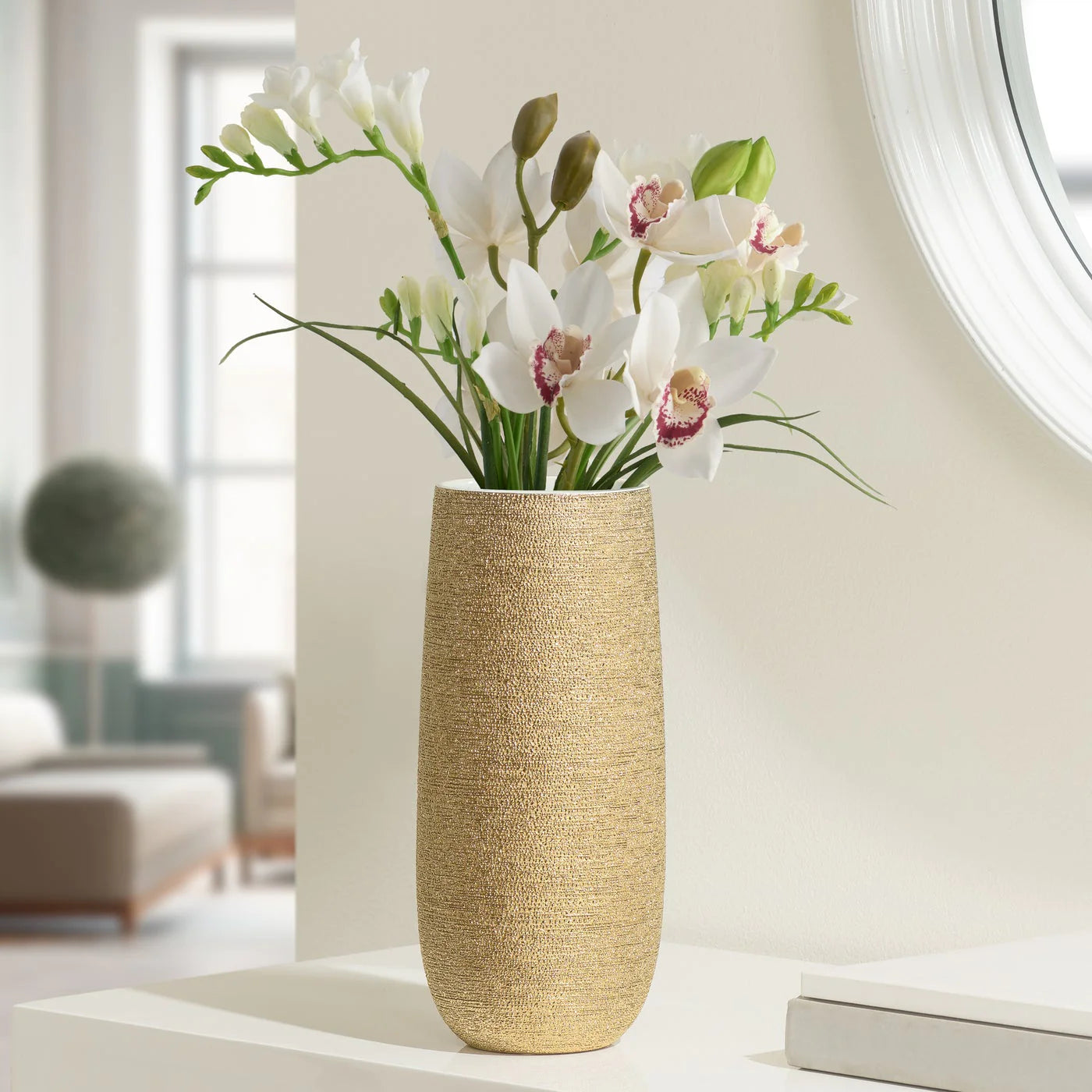 Brava Gold Spun Textured Vase - Large