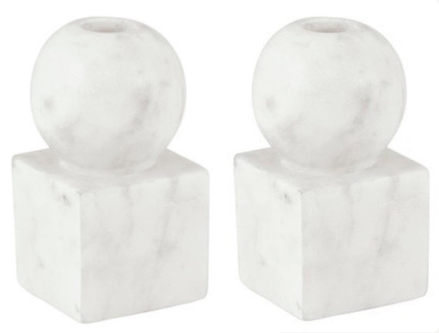 Set of 2 Small Round Marble Candle Holder