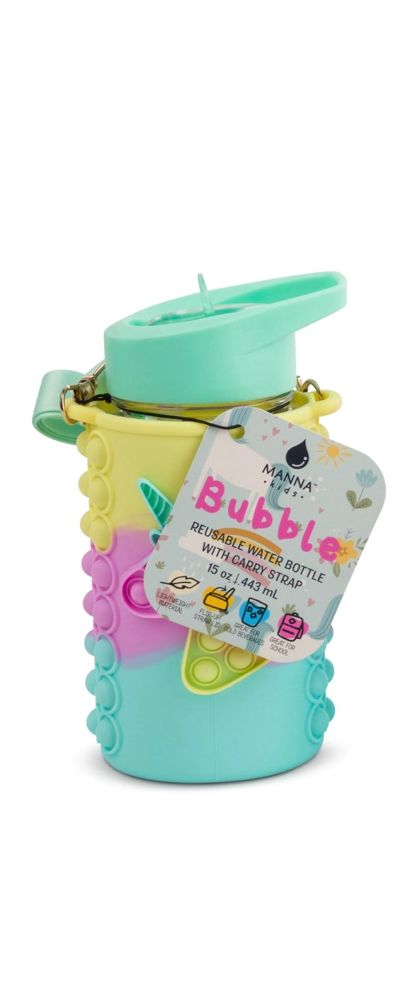 Bubble Water Bottle - Green, Purple & Yellow