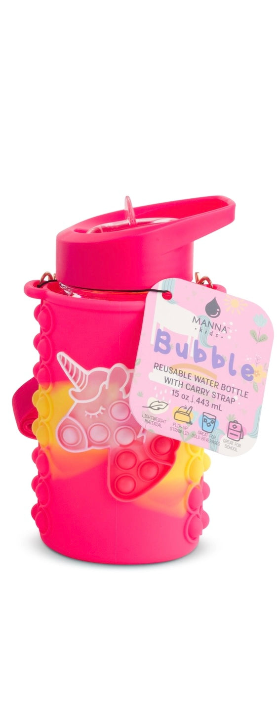 Bubble Water Bottle - Hot Pink, Red & Yellow