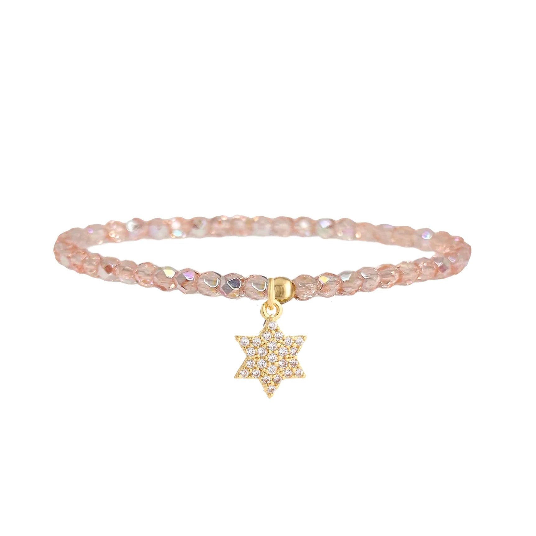 Crystal rose Star of David bracelet