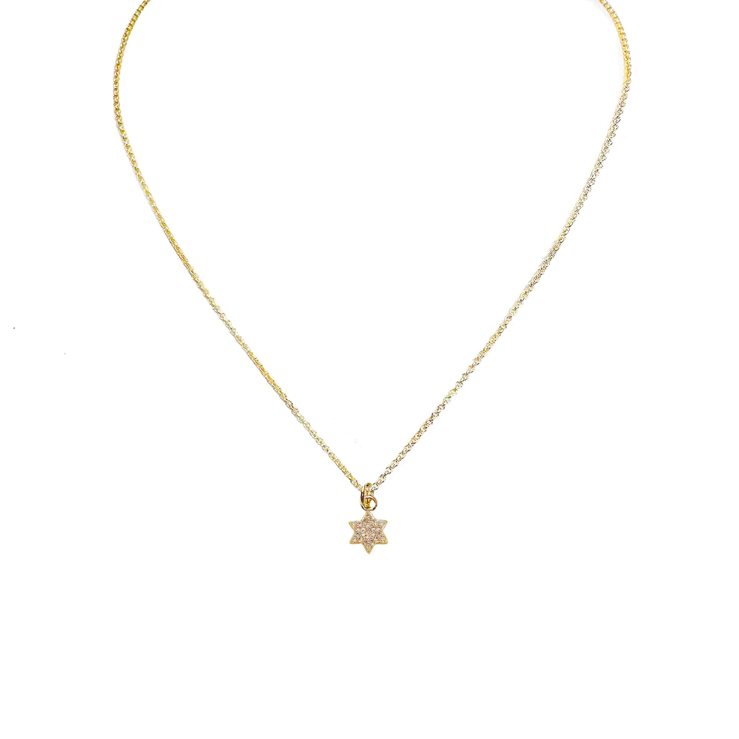 Gold Tiny Star of David Necklace