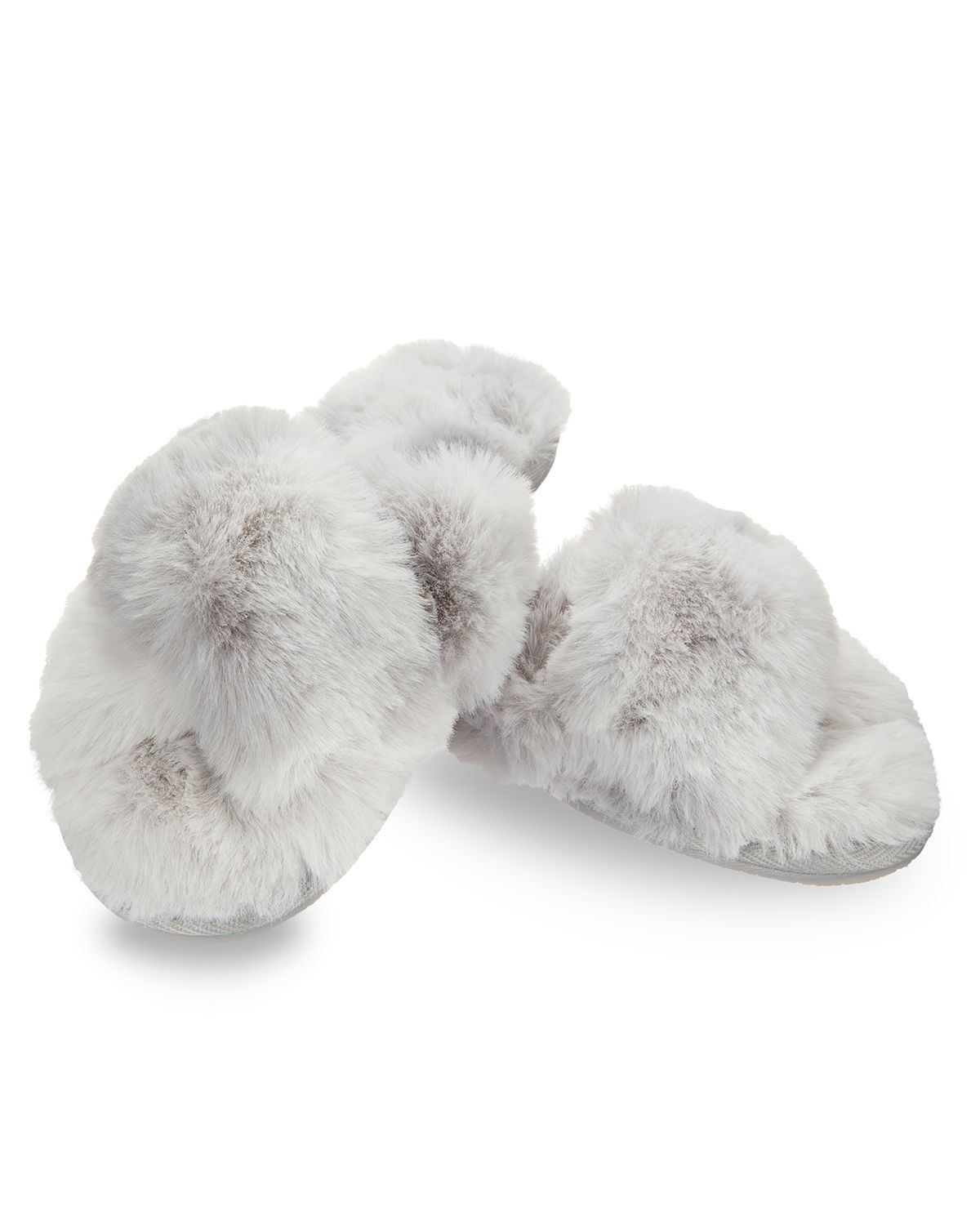 GREY plush slippers