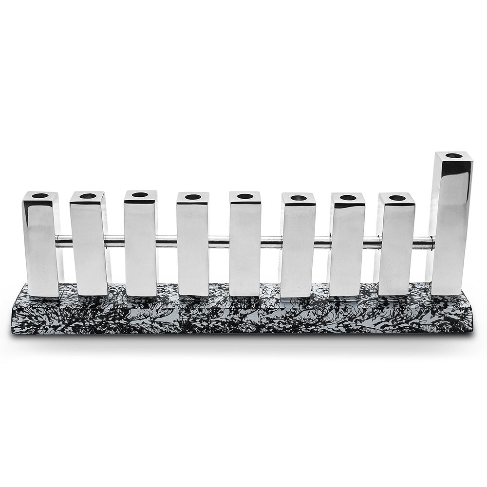 Elegant Aluminum Fence With Marble Decal Base Menorah