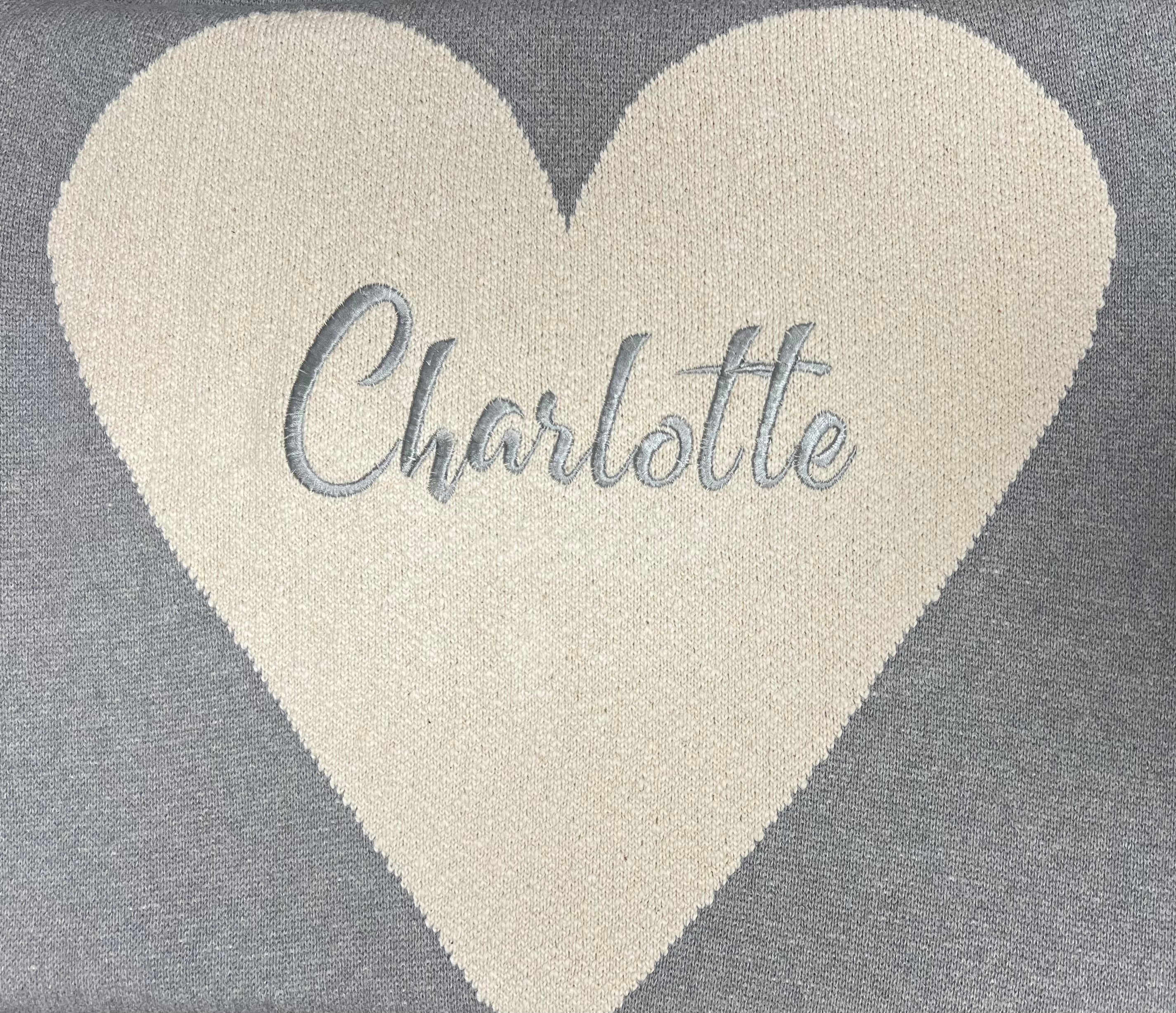 Personalized Blanket - Grey With Cream Heart